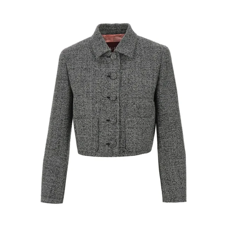 Giacca corta Gucci in lana grisaille da donna, taglia 40