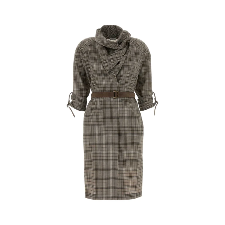 Burberry Embroidered Stretch Wool Dress Linenbeigemolegry Elastane Abiti - Women