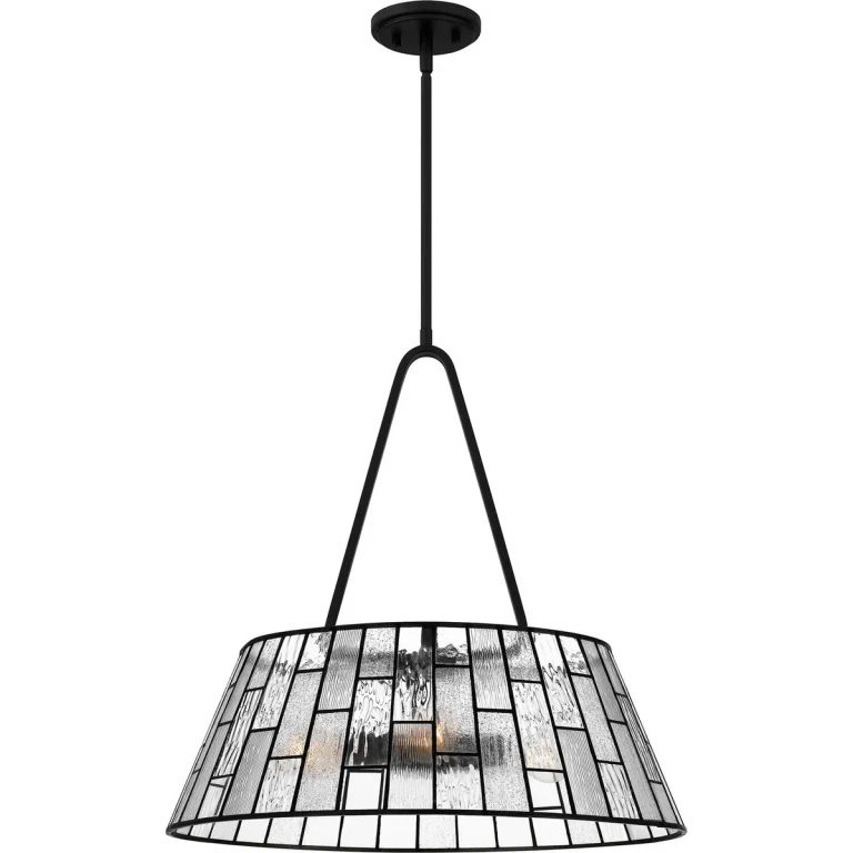 Matte Black Four Light Pendant from the Quoizel Pendant Collection