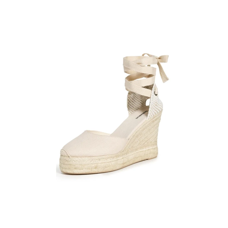 Soludos Platform Wedge Espadrilles Ivory 8.5