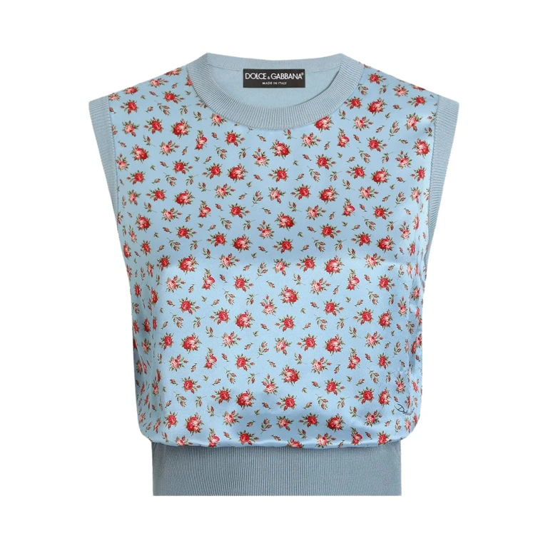 Dolce & Gabbana Smanicato Con Twill Blue Top - Women