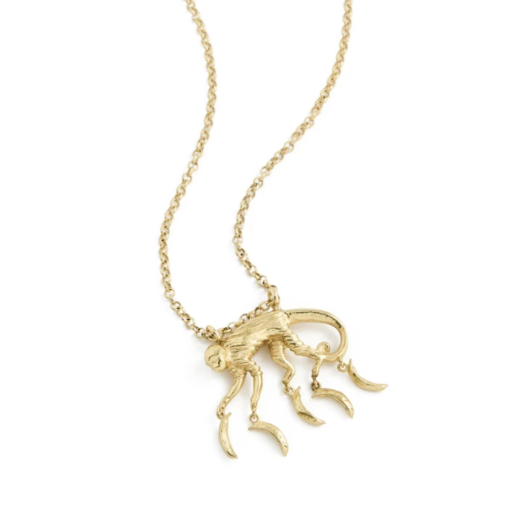 ALÉMAIS Le Jardin Monkey & Banana Necklace Gold One Size