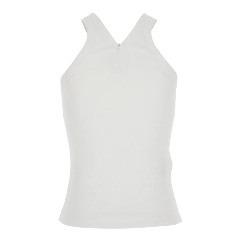 Pinko Curacao Tank Top With Ribbing In White Cotton For Women