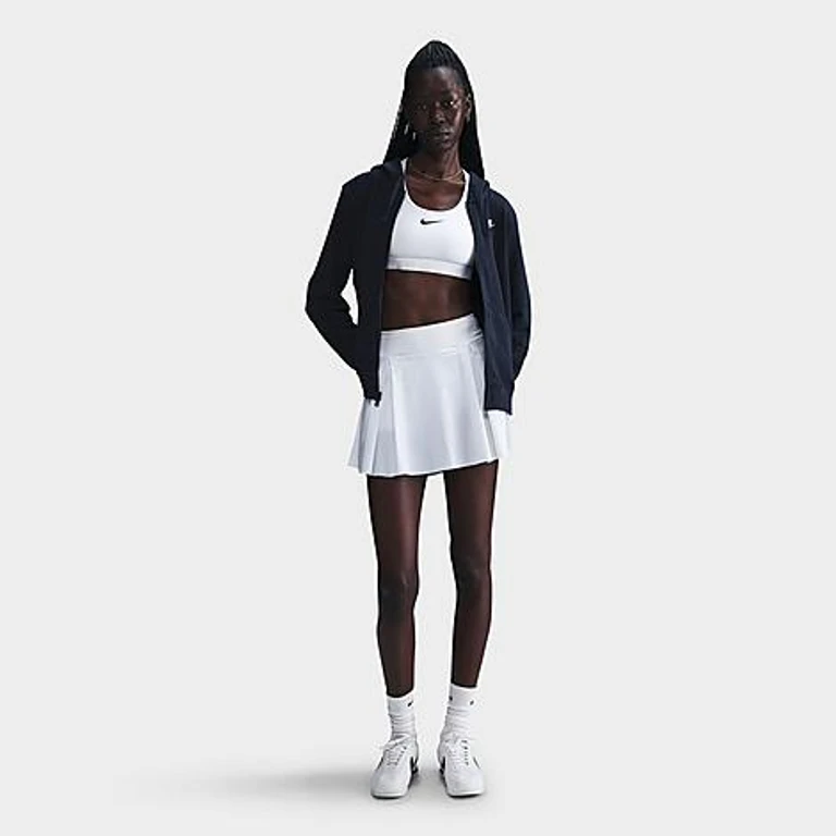 Nike Women's Sportswear Club Fleece Full-Zip Hoodie in Obsidian/White Size: XS