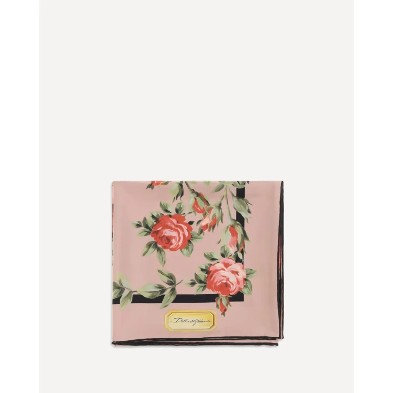 DOLCE & GABBANA Silk twill Scarf with rose bouquet print Female UNI
