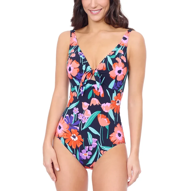 Profile by Gottex Marguerite V Neck Tie Front One Piece Swimsuit