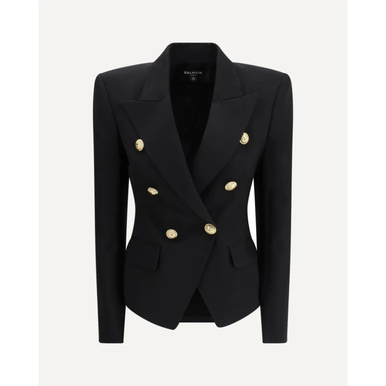 BALMAIN 6-Knopf taillierte Grain de Poudre Jacke für Damen, Größe 40