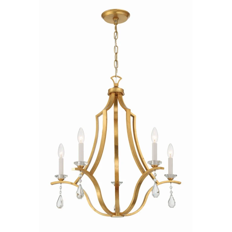 Antique Gold Five Light Chandelier from the Perry Collection