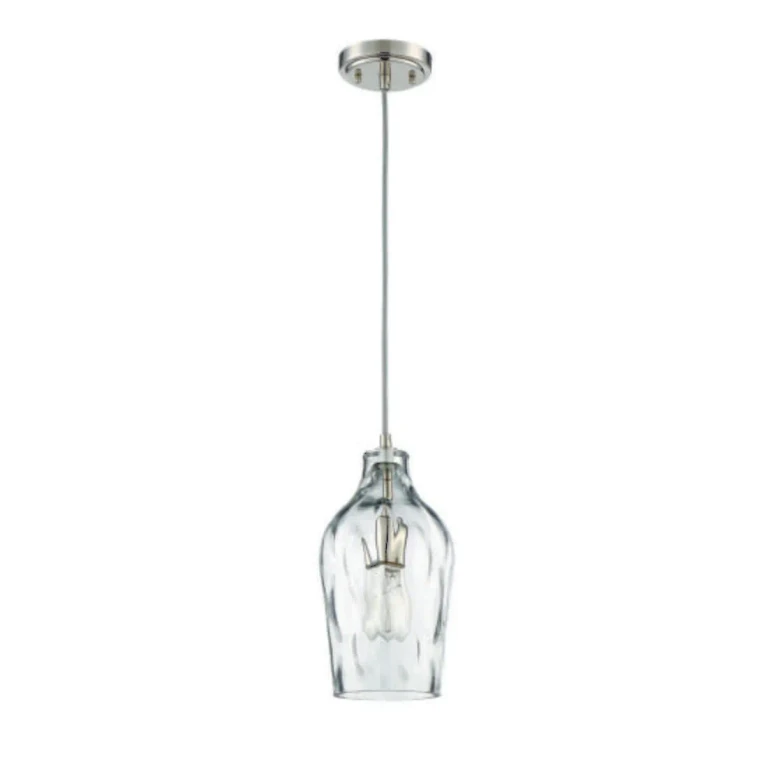 Brushed Polished Nickel One Light Mini Pendant from the Pendant Collection
