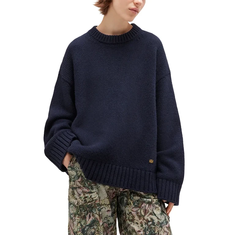 Ganni Chunky Mixed Wool-Blend Crewneck Sweater