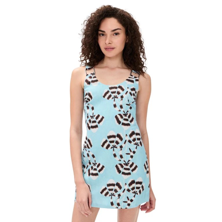 ROAME Ariana Mini Dress Azul Bloom S