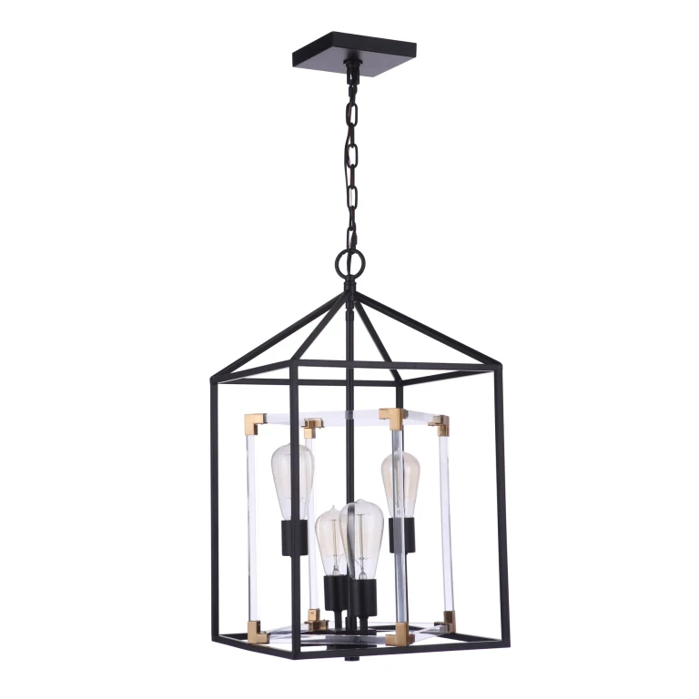 Craftmade Aaron 4-Light Foyer in Flat Black with Satin Brass
