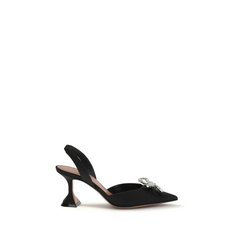 Rosie Satin Slingbacks with Jewel Buckle (16S365949ROSBLACK)