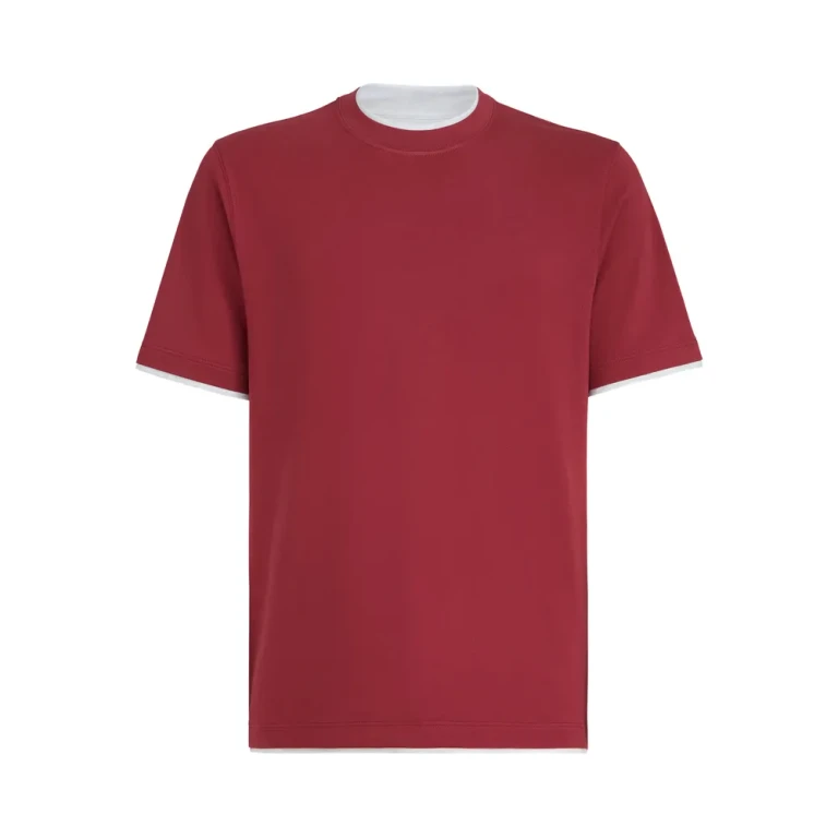 Camiseta de cuello redondo con efecto superpuesto Brunello Cucinelli