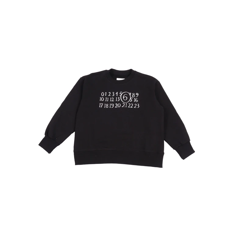 Mm6 Maison Margiela Kids Sweaters Black Cotton Rib Elastane Crewneck