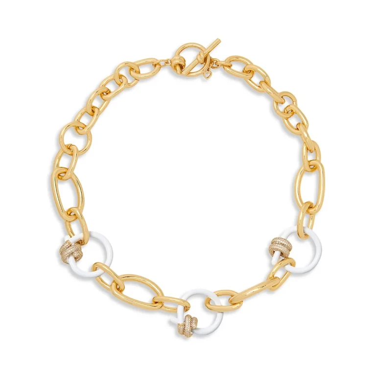 kate spade new york Ropes & Knots Cubic Zirconia & Enamel Large Link Toggle Collar Necklace, 18