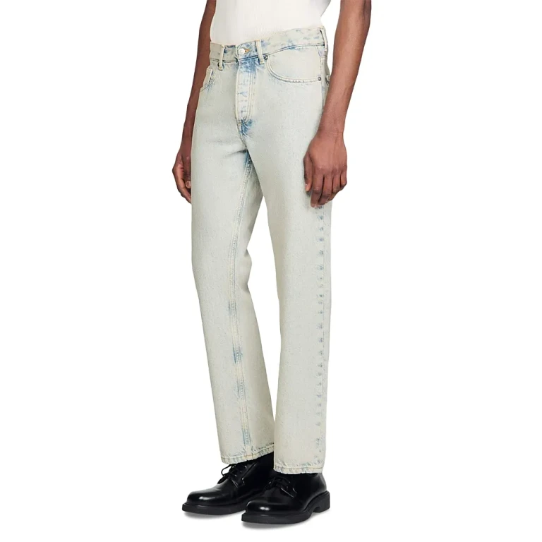 Sandro Faded Wash Classic Fit Jeans in Blue Vinta