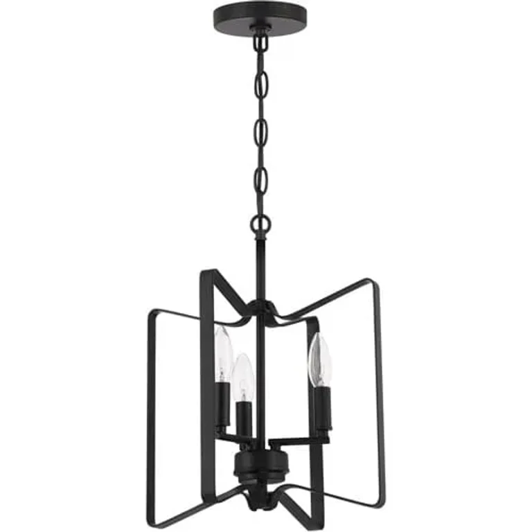 Flat Black Three Light Convertible Semi Flush from the Shayna Collection