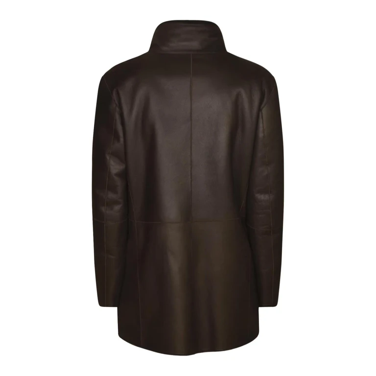 Giorgio Armani Manteau En Cuir - Marron Foncé