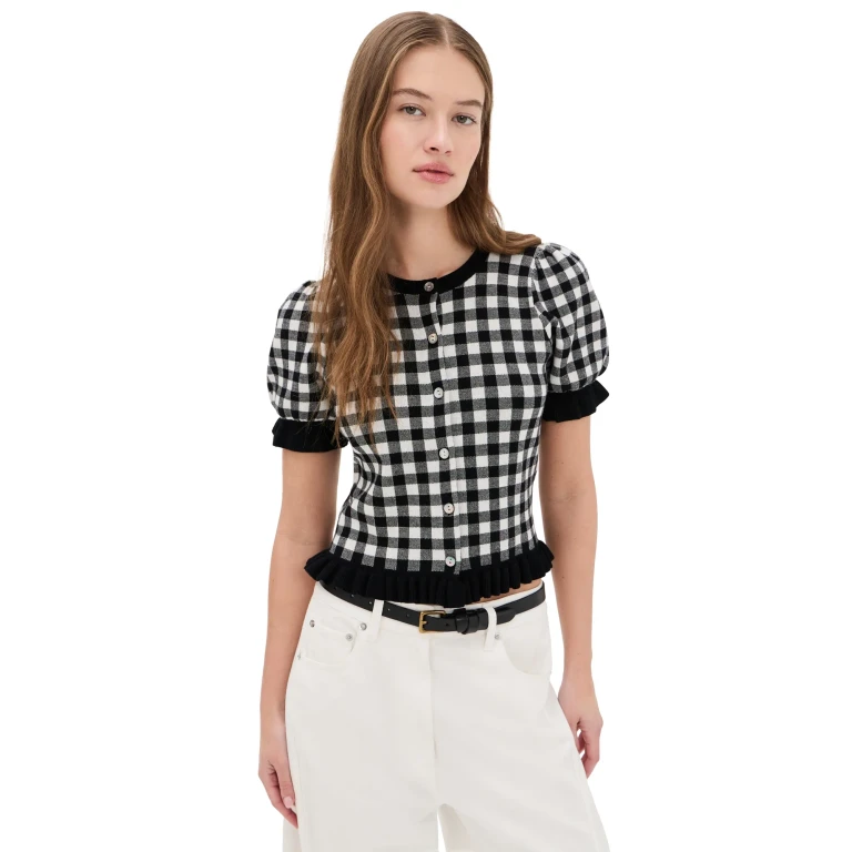 RAILS Aurora Cardigan Black White Gingham L
