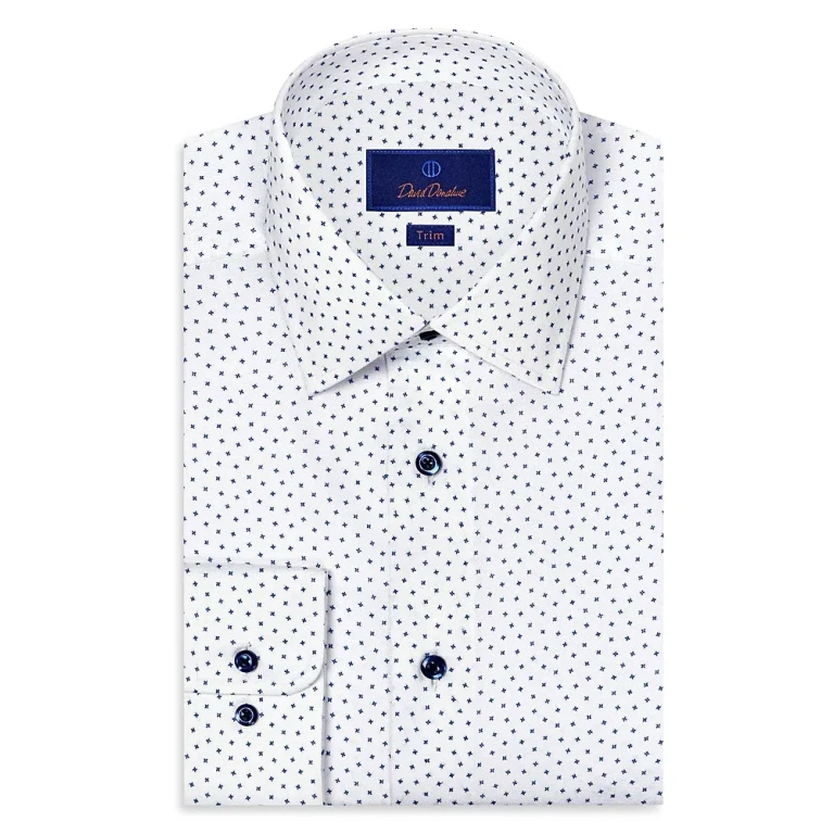 David Donahue Slim Fit Printed Tossed Neat Dress Shirt