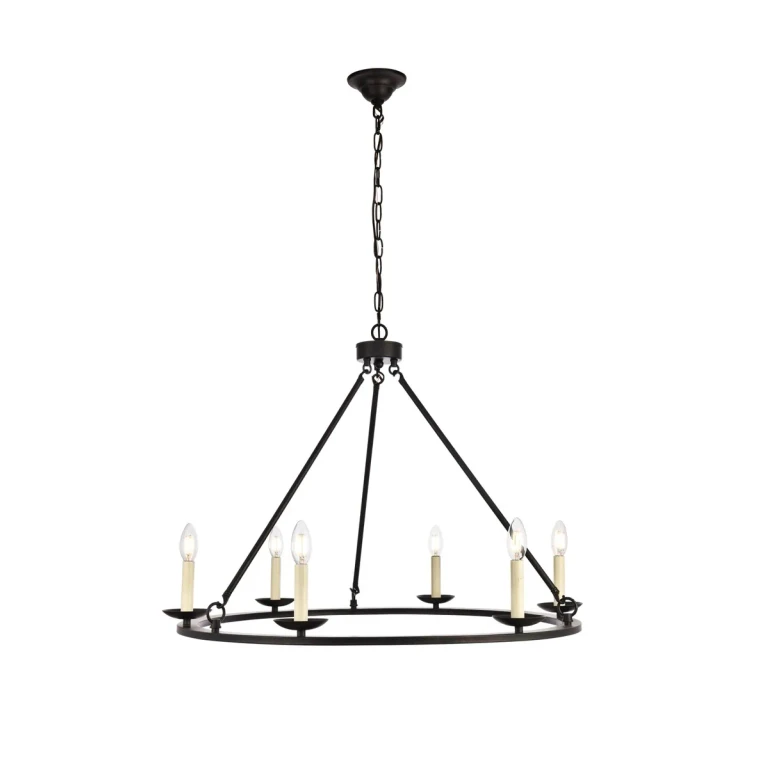 Black Six Light Chandelier from the Maine Collection