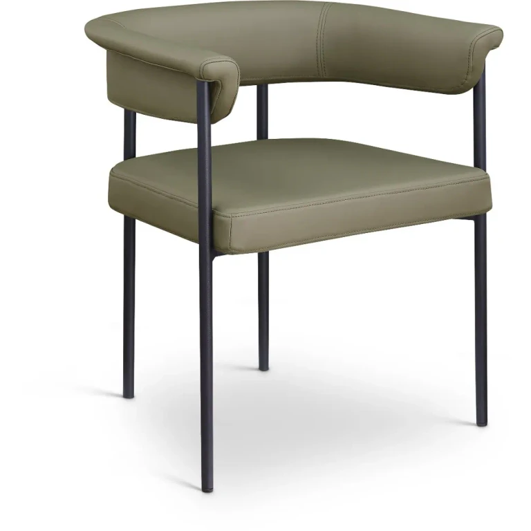 Malin Olive Vegan Leather Upholstered Dining Chair, Set of 2