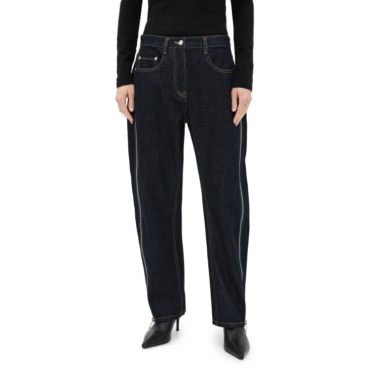 3.1 Phillip Lim Denim Curved Petite Jeans With Zippers Dark Indigo 6