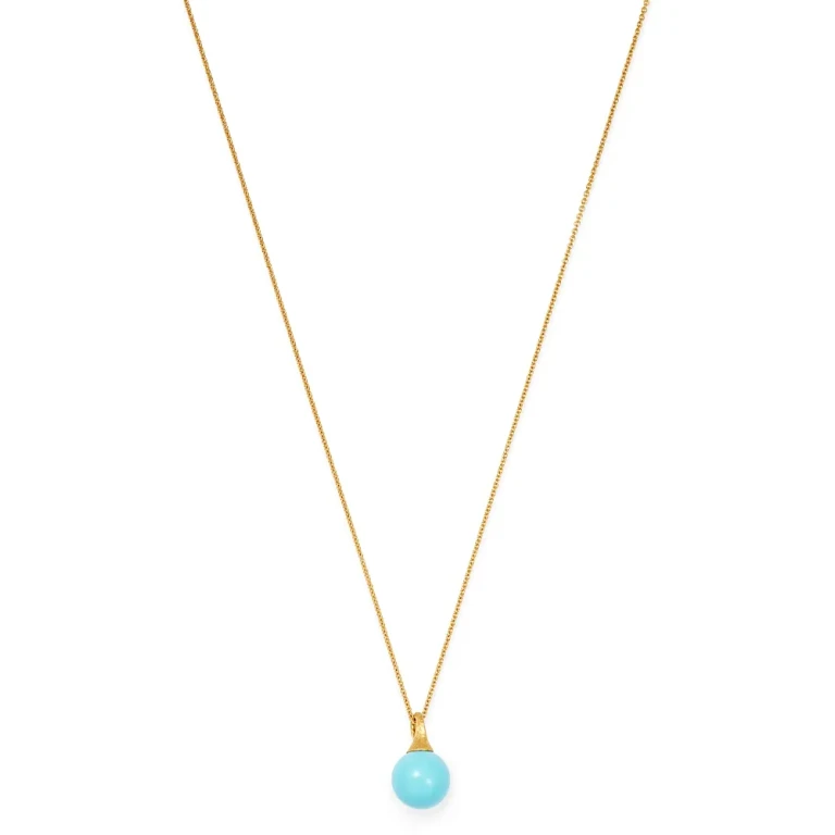 Marco Bicego 18K Yellow Gold Africa Boule Turquoise Pendant Necklace, 16.75