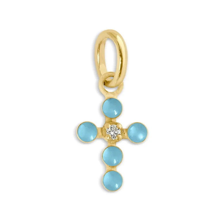 Gigi Clozeau 18K Yellow Gold Madone Croix Resin Bead & Diamond Cross Pendant, 0.01 tcw