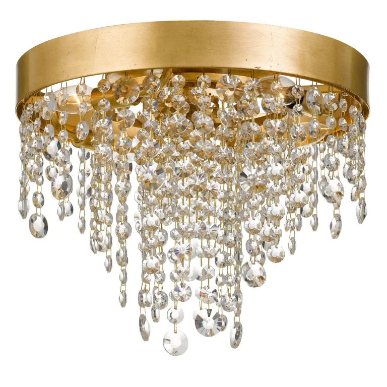 Crystorama Windham 4-Light 16" Ceiling Light in Antique Gold with Clear Hand Cut Crystals