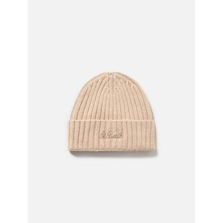 Mc2 Saint Barth Beige Beanie Wengen Cashmere Brown Hat - Unisex