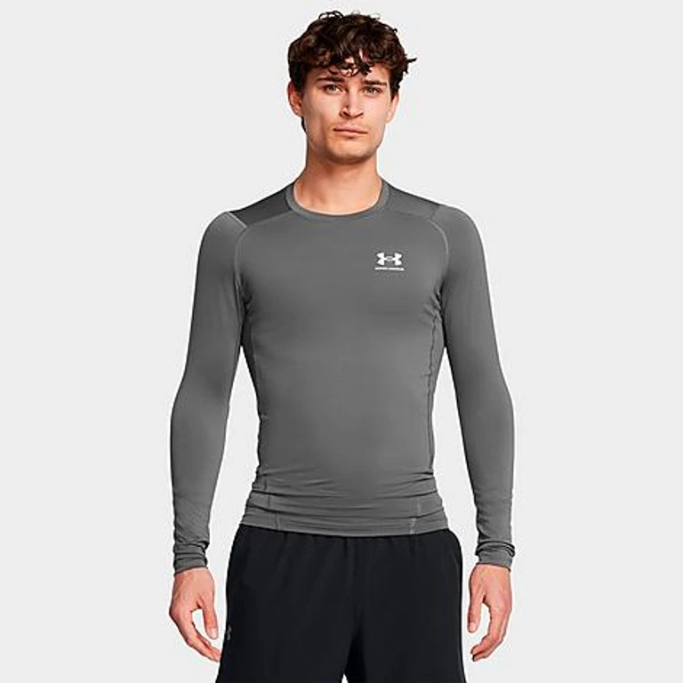 Under Armour Men's HeatGear Long-Sleeve Training Top in Castlerock/White Size: XS