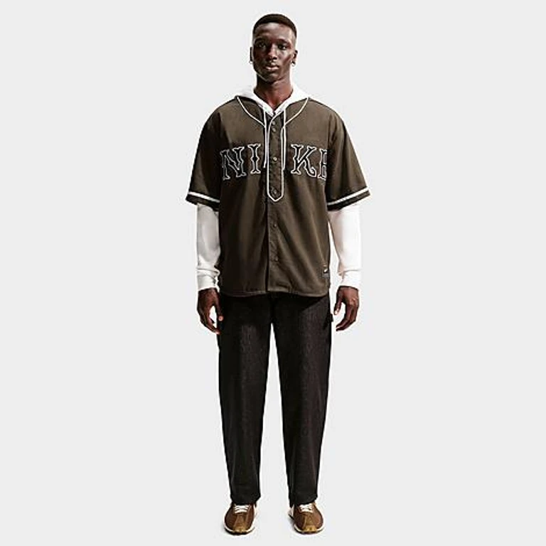 Nike Men's Life Vintage Sport Top in Dark Hazel/White/White Size: XS