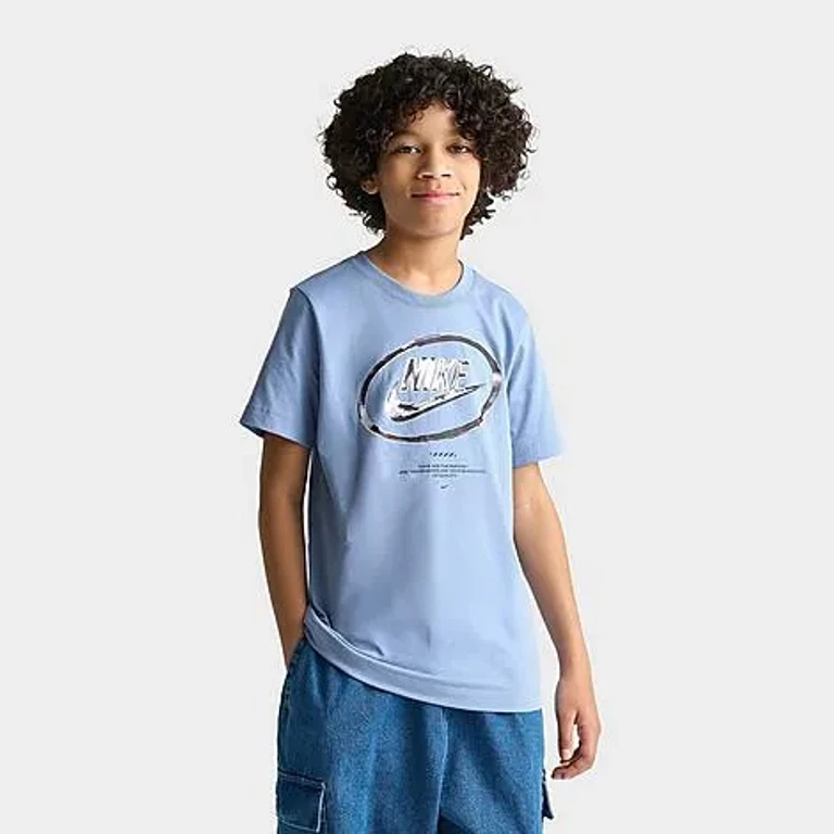 Nike Big Kids Sportswear Futura Chrome T-Shirt in Work Blue Size: Small