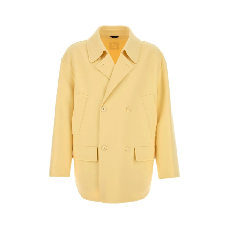 Fendi Yellow Flannel Blazer Crema Exterior: Virgin Wool Giacche E Gilet - Men