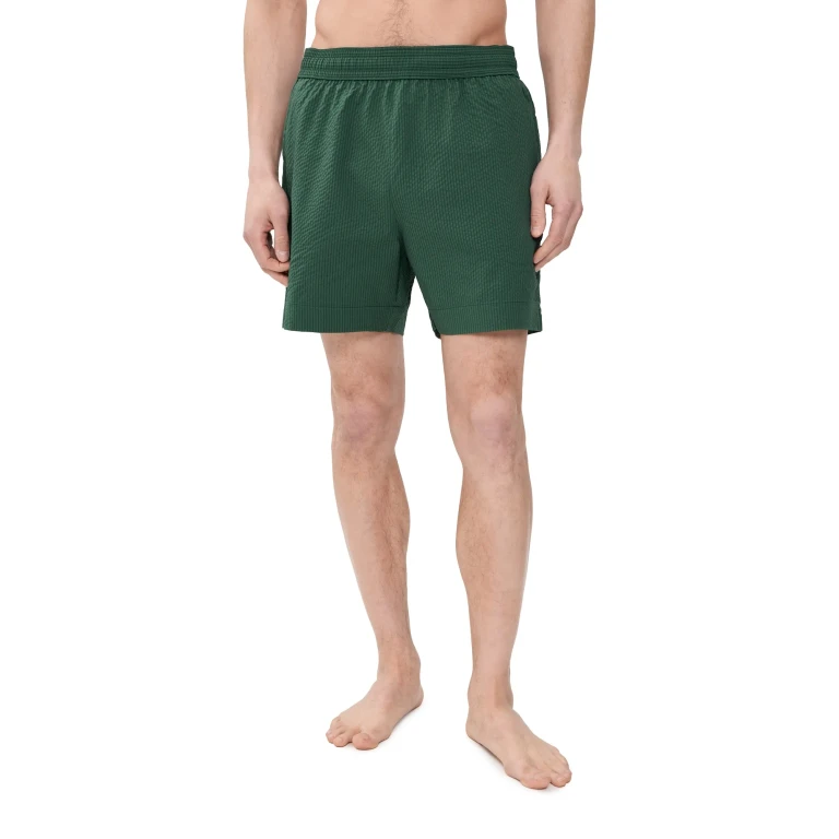 Maison Kitsuné Seersucker Swim Shorts Bottle Green M