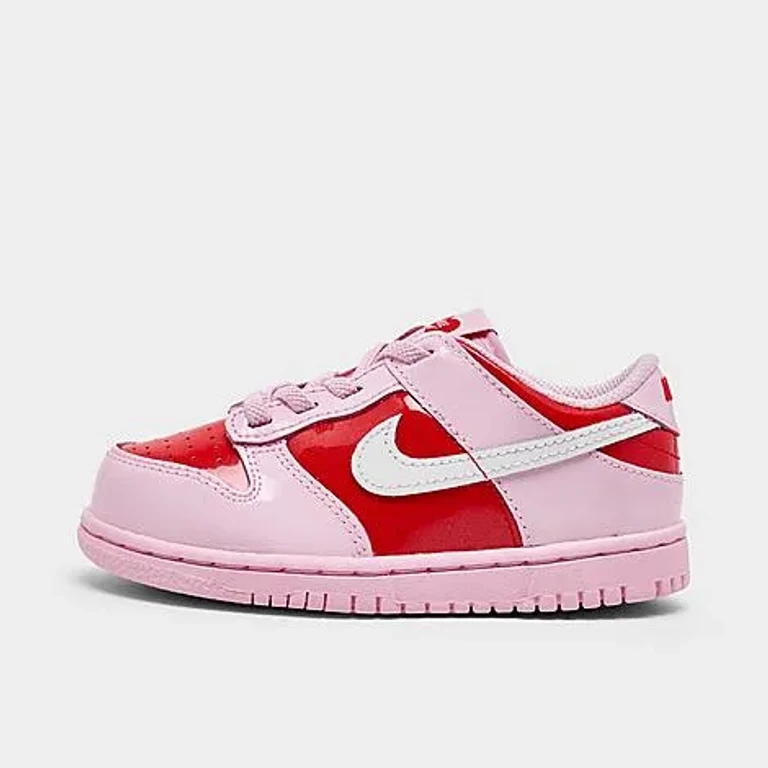 Nike Girls' Toddler Dunk Low Stretch Lace Casual Shoes in Pink Foam/Summit White/Light Crimson Size: 4.0