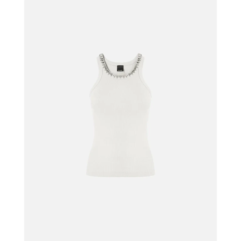 Pinko - Top côtelé avec broderies bijoux - XS