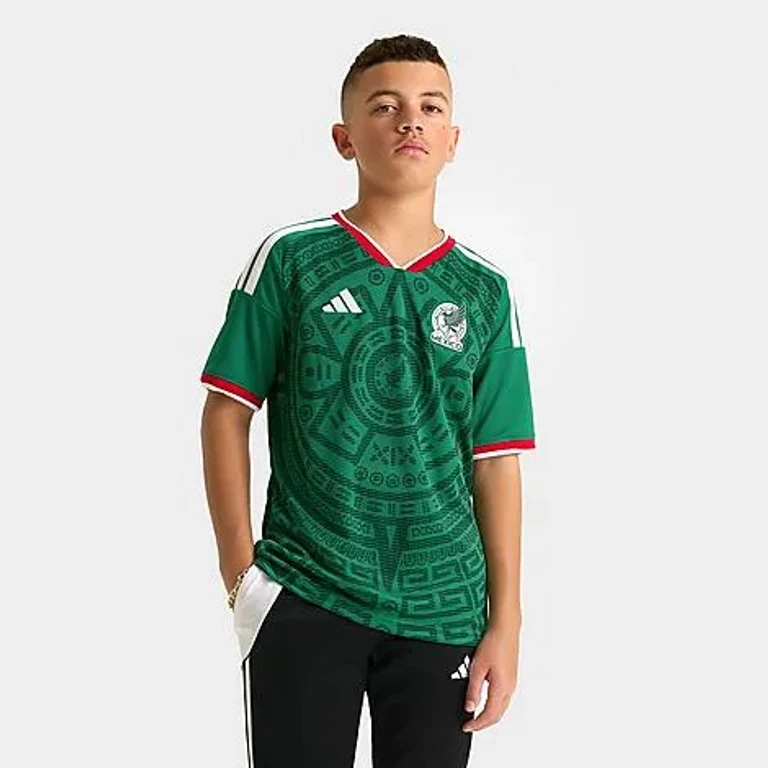 adidas Big Kids Mexico Home Replica Soccer Jersey in Bold Green Size: XS