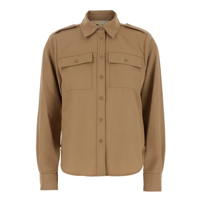 MICHAEL Michael Kors Beige Shirt With Patch Pockets On The Chest In Virgin Wool Blend Woman
