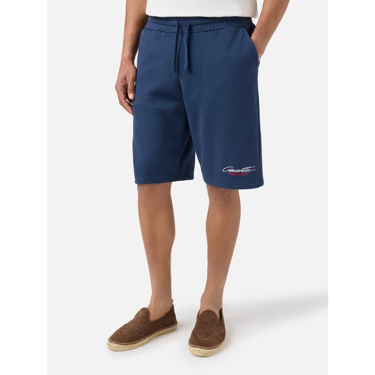 Mc2 Saint Barth Blue Randle Bermuda Shorts With Cigarette Racing Embroidery Special Edition Pant - Men
