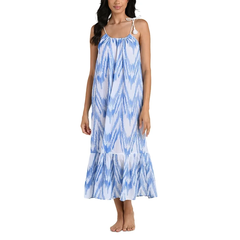 La Blanca Tidal Wave Tie Shoulder Maxi Dress Swim Cover-Up