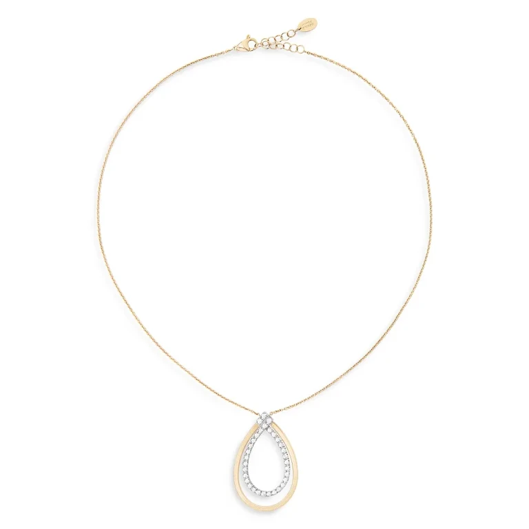 Marco Bicego 18K Yellow Gold Masai Diamond Double Pear Pendant Necklace, 16.5 - 18