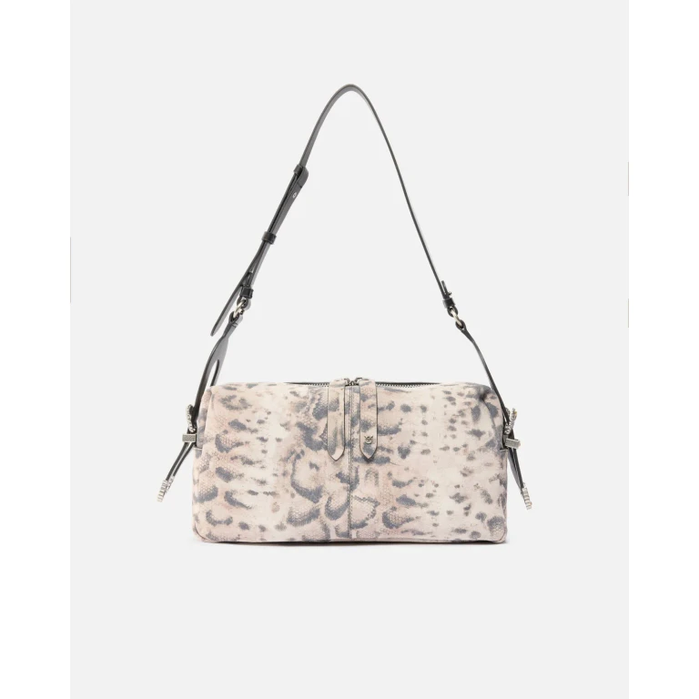 Pinko - Sac porté épaule moyen Keeper Bag en daim embossé python