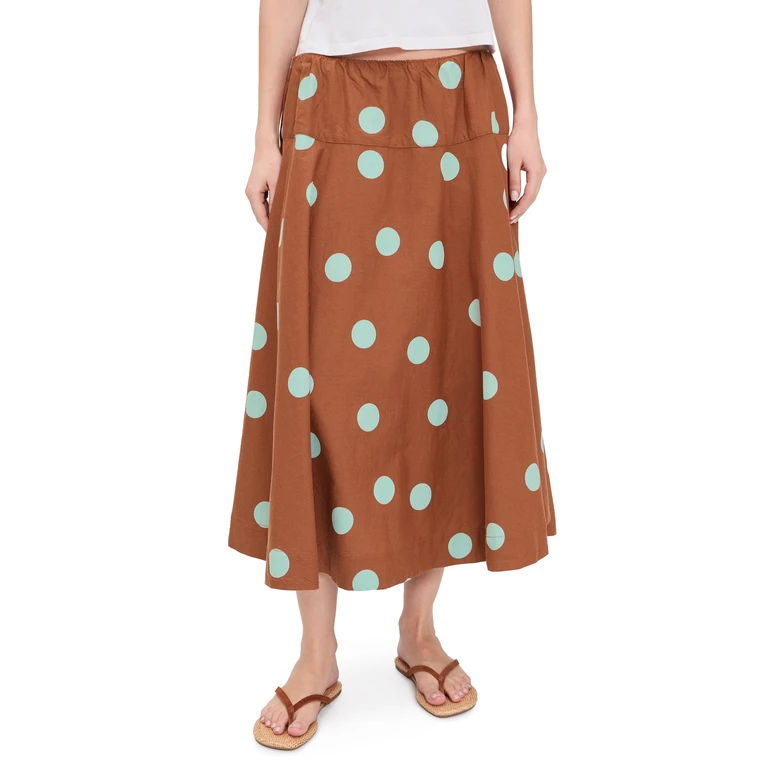 Free People Betty Dropped Waist Skirt Sugar Almond Combo M