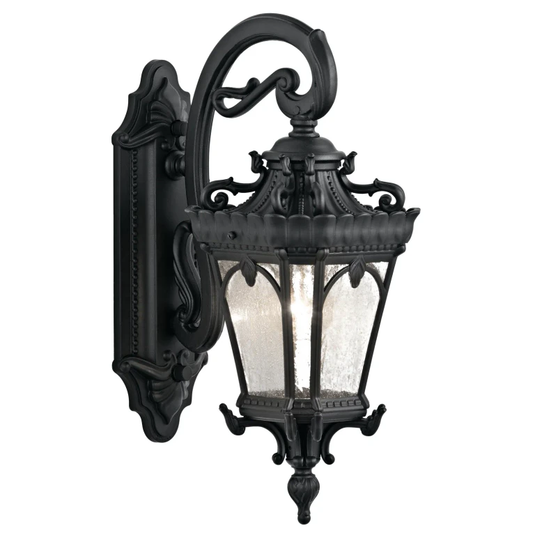 Textured Black One Light Outdoor Wall Mount from the Tournai Collection