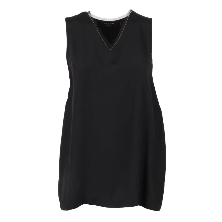 Fabiana Filippi Enver Satin Front Back Top With Filo Diamante Detail