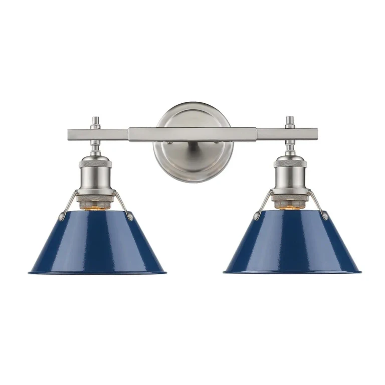 Golden Orwell 2-Light 18" Bathroom Vanity Light in Pewter