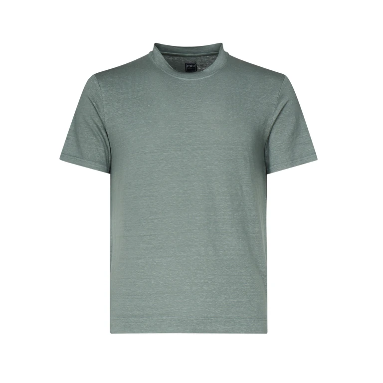 Fedeli T-shirts and Polos Sage Green Linen - Men